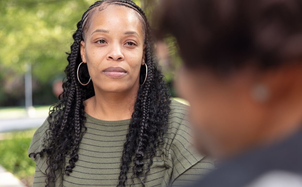 Woman listening a friend talk